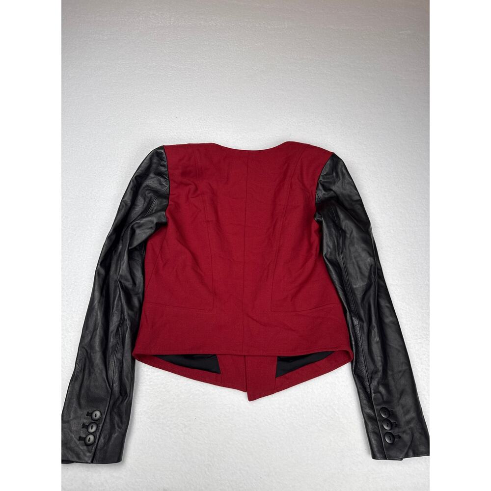 Rebecca minkoff Della wool blend / leather blazer red black small - Picture 14 of 14
